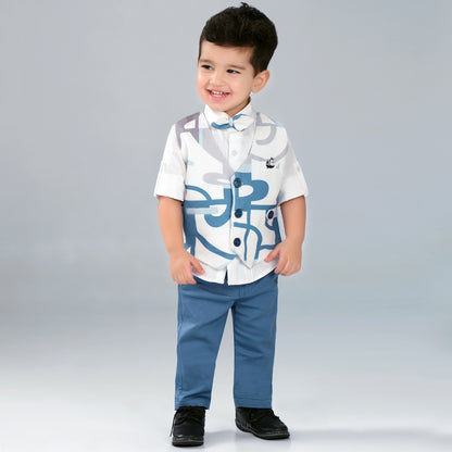 Tiny Trendsetter Party Set with Printed Waistcoat Charm Bow