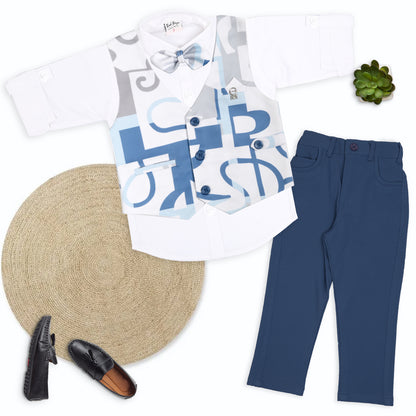 Tiny Trendsetter Party Set with Printed Waistcoat Charm Bow