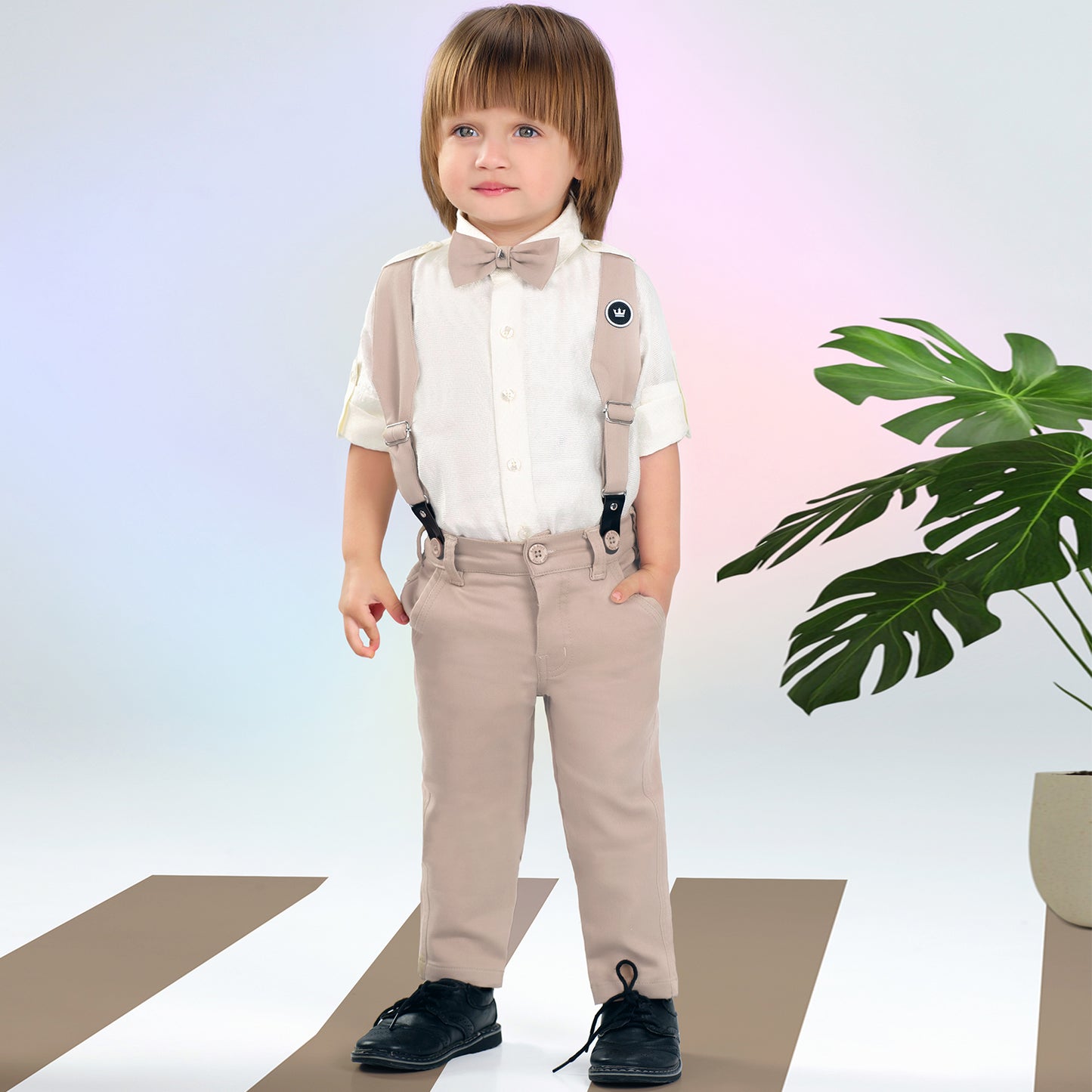 Little Gentleman Party Look with Smart Suspenders Bow Style