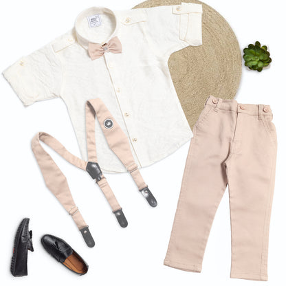 Little Gentleman Party Look with Smart Suspenders Bow Style