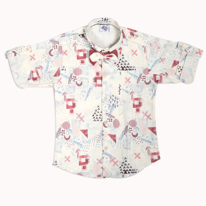 Tiny Party Rockstar Outfit with Printed Shirt Suspender Bow