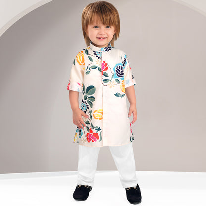 Little Ethnic Star Printed Kurta Pajama Set For Festive Fun