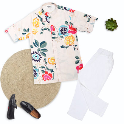 Little Ethnic Star Printed Kurta Pajama Set For Festive Fun