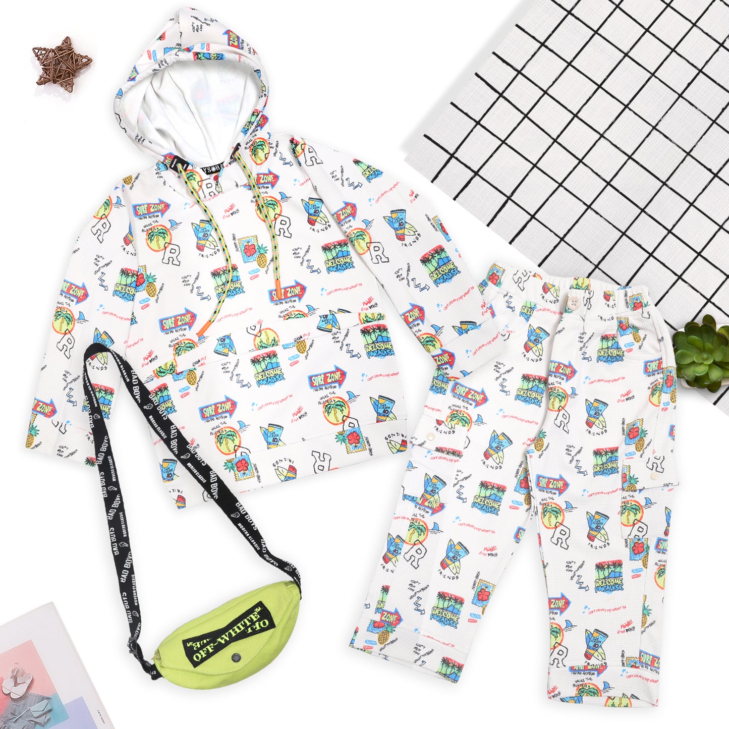 Printed Hoodie Tee, Joggers & Bag: Little Style, Big Adventures