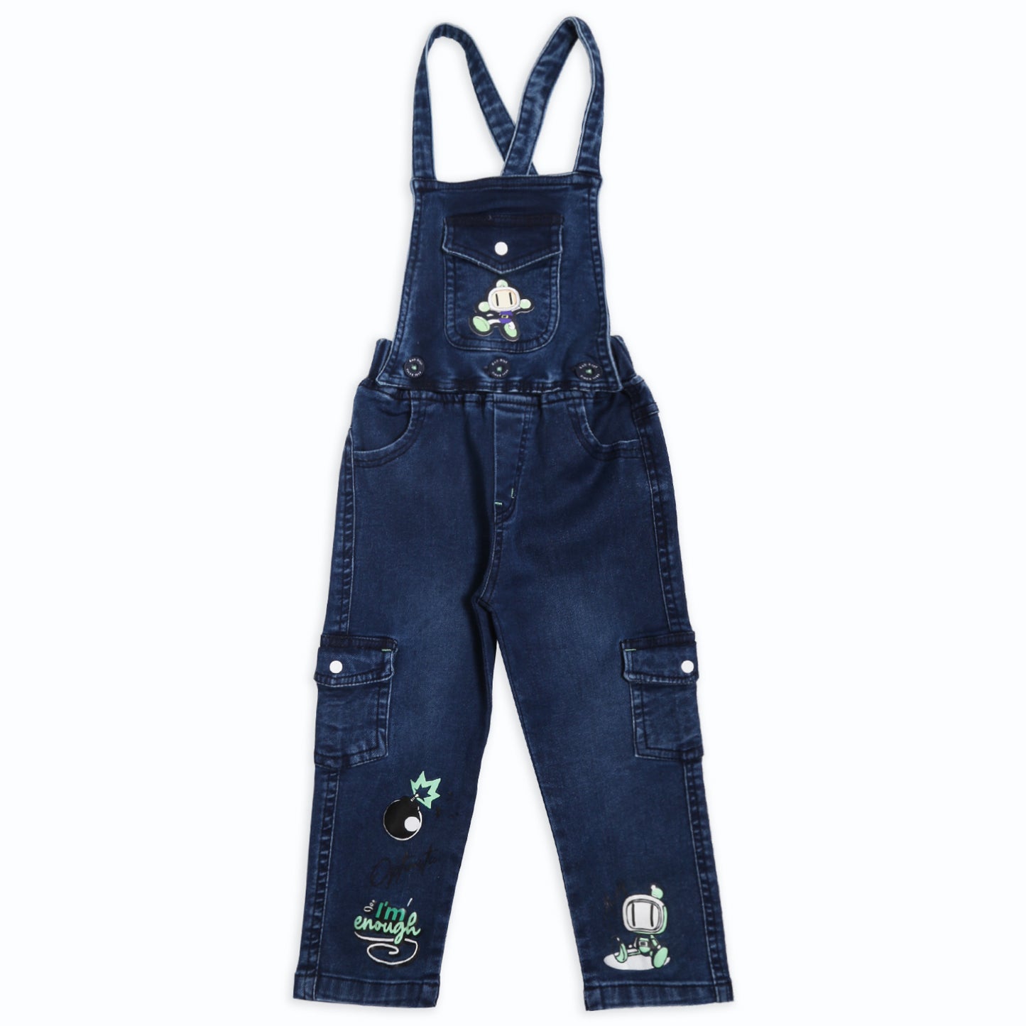 Playful Printed Tee With Cute Dungarees For Little Explorers