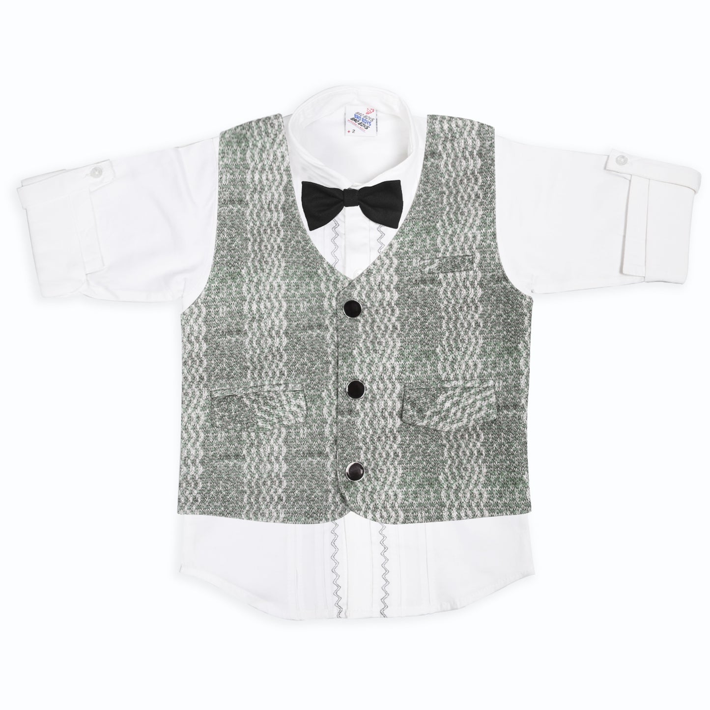 Dapper Shirt, Textured Waistcoat And Bow Set For Party Stars