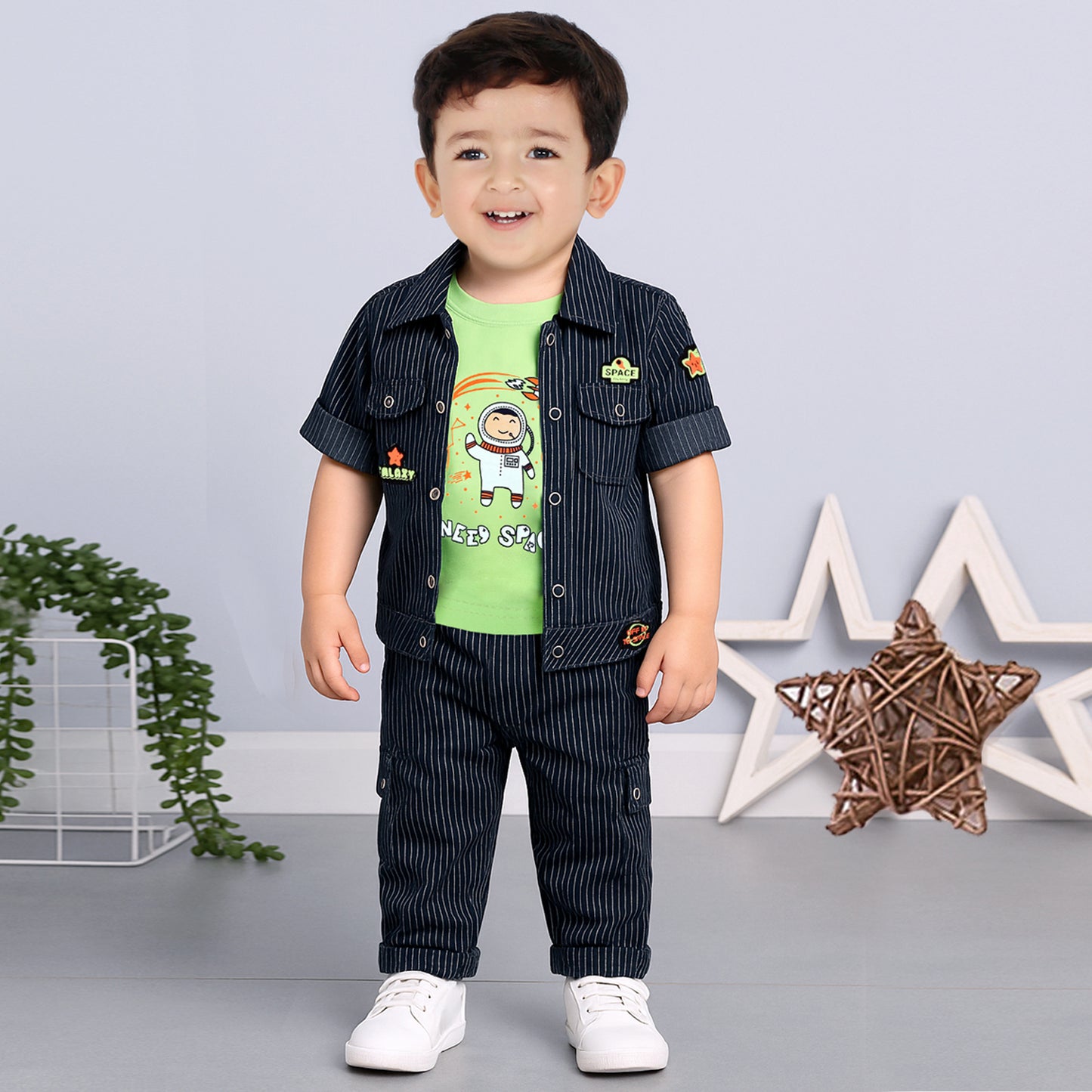 "Adorable Jacket, Printed Tee & Pant Set for Everyday Style"