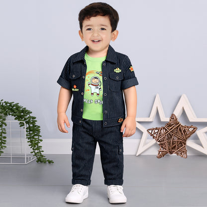 "Adorable Jacket, Printed Tee & Pant Set for Everyday Style"