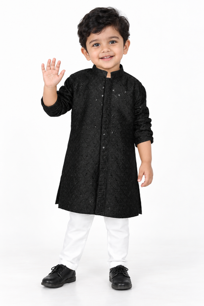 Elegant Beginnings: Embellished Kurta Pajama Set for Tiny Royals