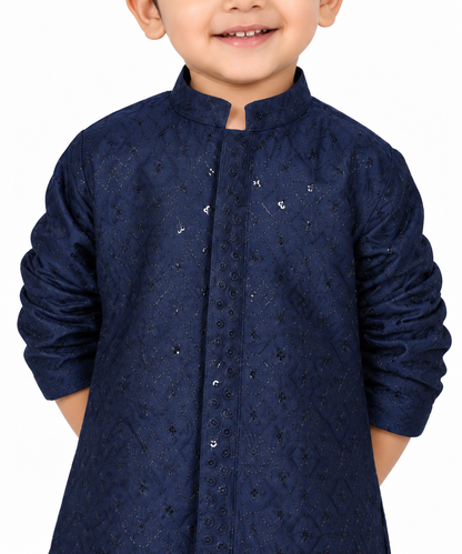Elegant Beginnings: Embellished Kurta Pajama Set for Tiny Royals