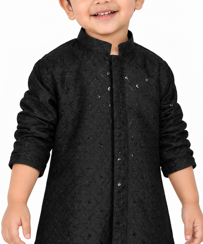 Elegant Beginnings: Embellished Kurta Pajama Set for Tiny Royals