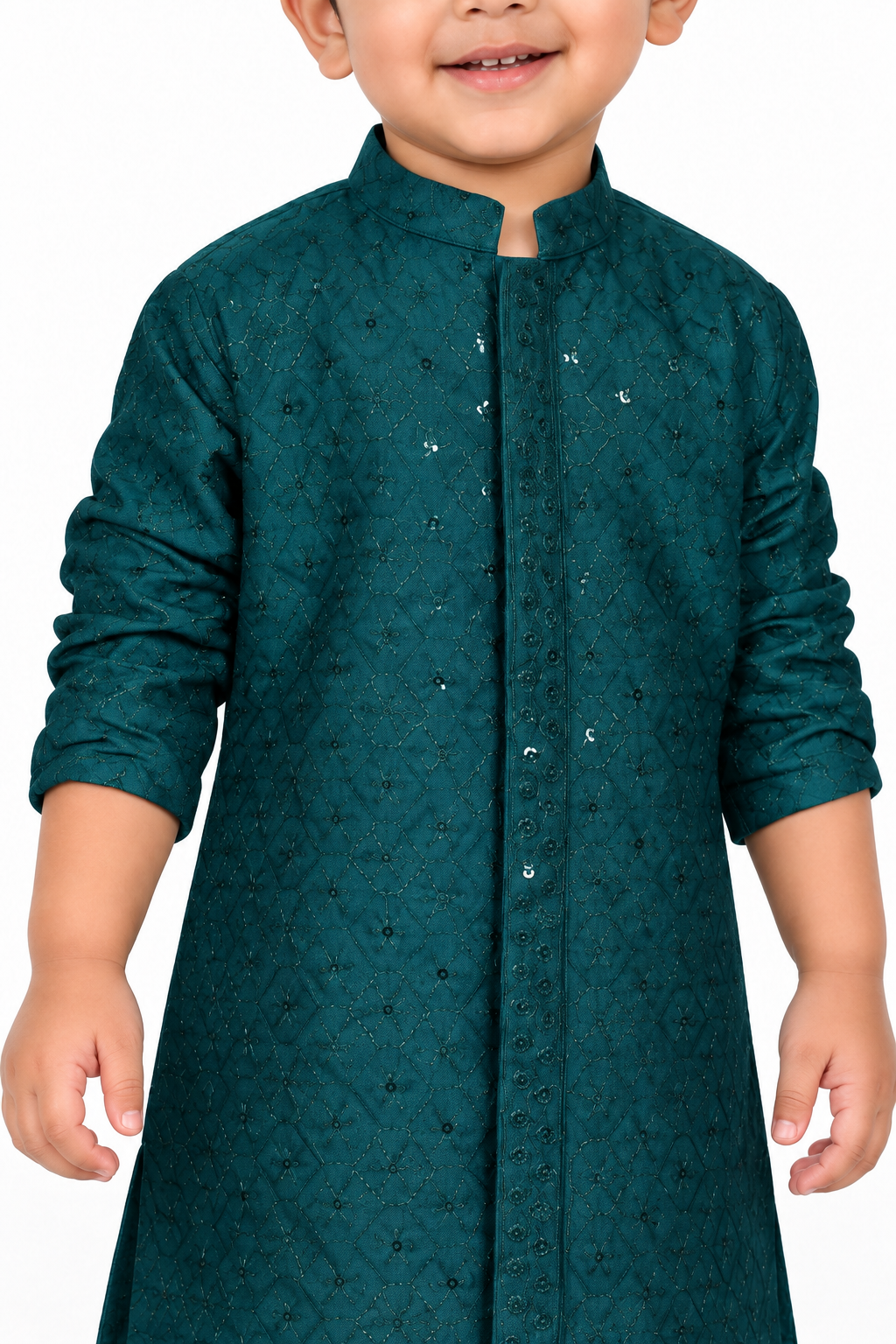 Elegant Beginnings: Embellished Kurta Pajama Set for Tiny Royals