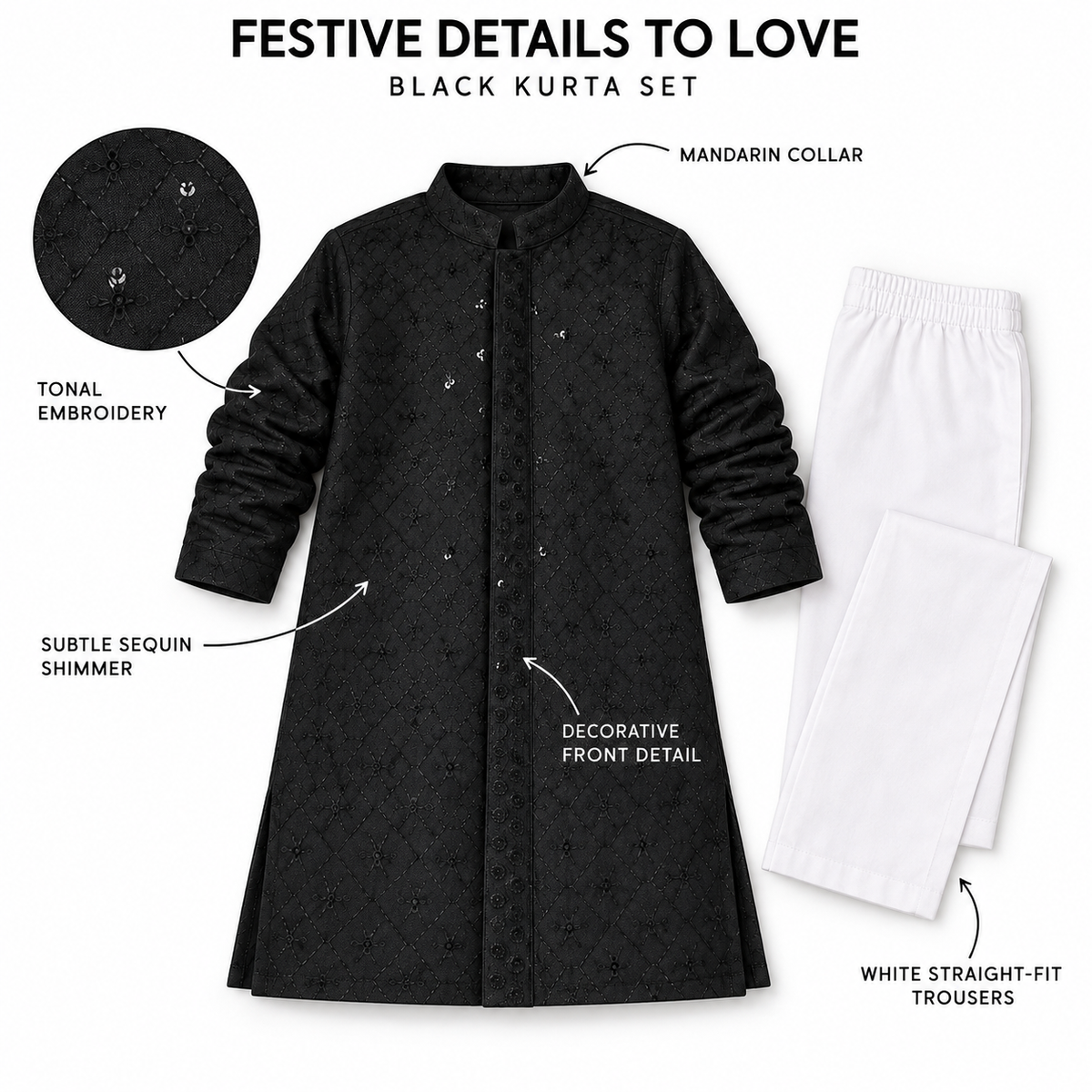 Elegant Beginnings: Embellished Kurta Pajama Set for Tiny Royals