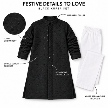 Elegant Beginnings: Embellished Kurta Pajama Set for Tiny Royals