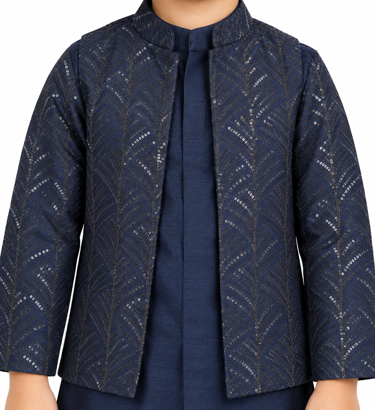 Little Royal Vibes: Kurta, Pant & Half-Jacket Festive Set