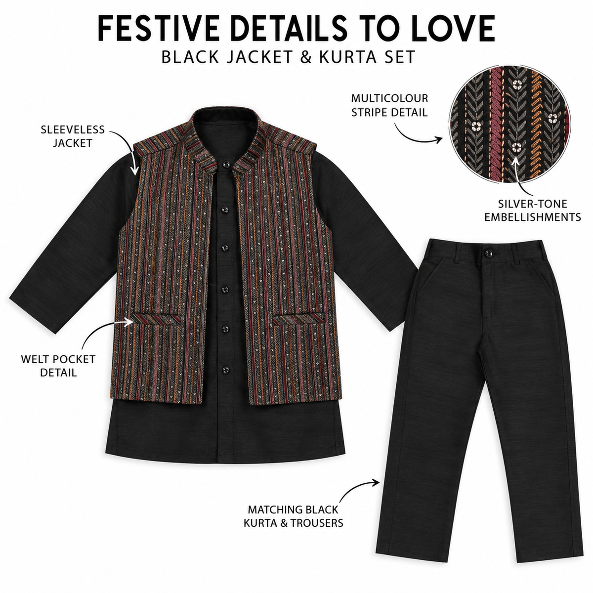 Festive Flair: Kurta, Pant & Stylish Half-Jacket Combo Set!