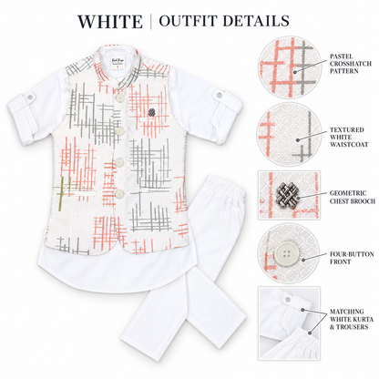 Printed Perfection: Ethnic Jacket Kurta Set for Little Stars