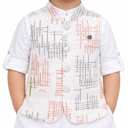 Printed Perfection: Ethnic Jacket Kurta Set for Little Stars