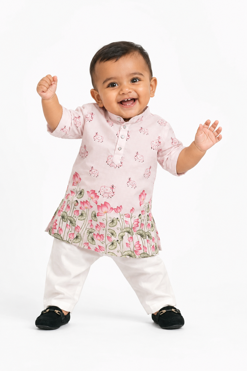 Little Royalty Printed Kurta Pajama Set For Festive Tiny Celebrations