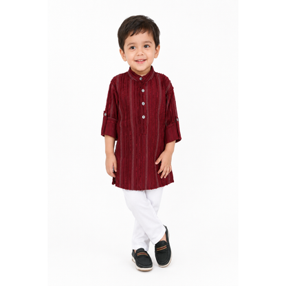 Sparkle & Snuggle: Stone-Fur Kurta Pajama for Little Royals