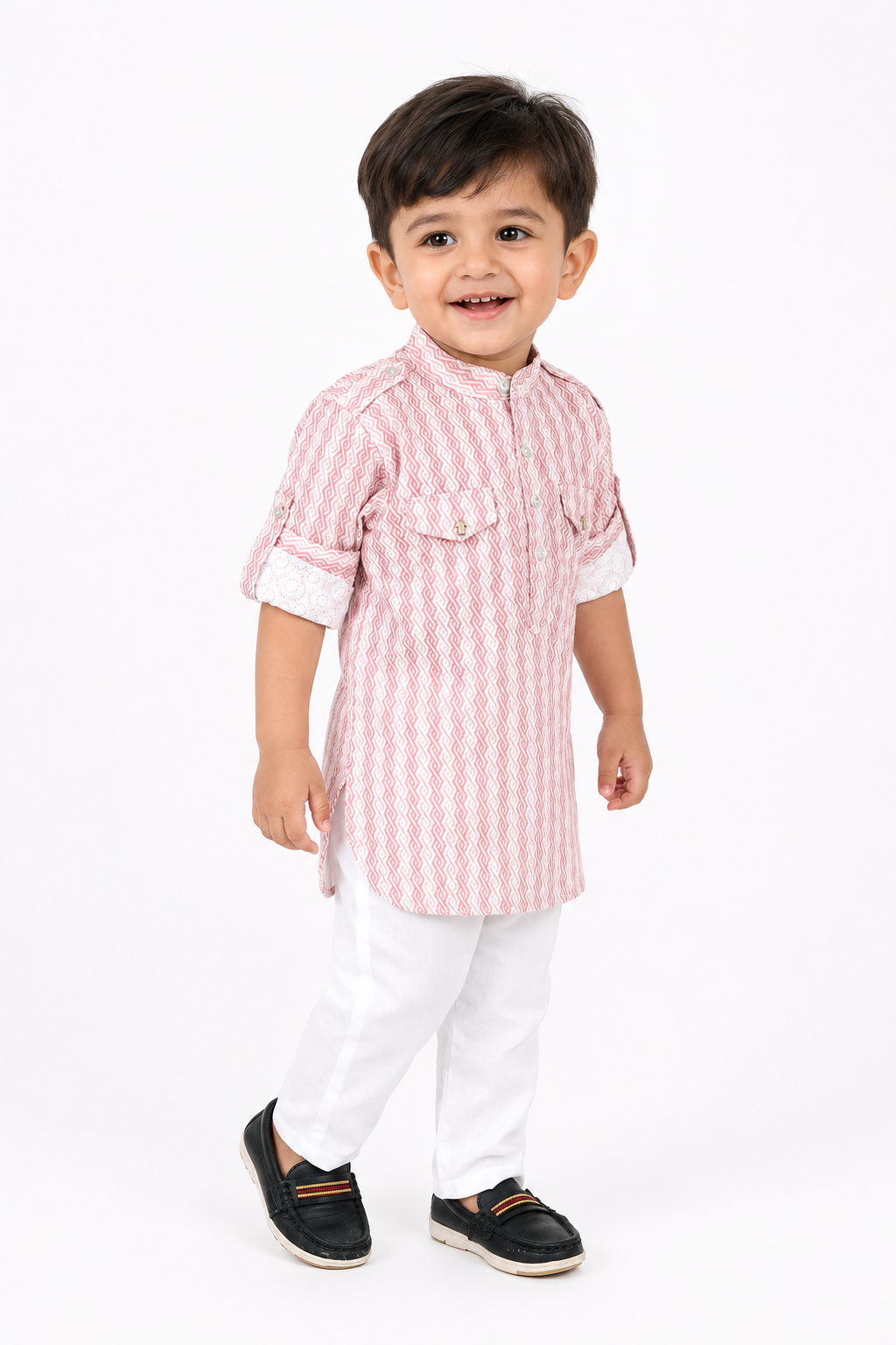 Stripe Up Tradition: Ethnic Kurta Pajama Set for Kids
