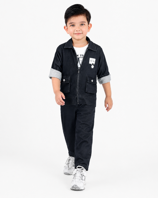 Cool Kids’ Style Upgrade: Jacket, Printed Tee & Pants Set