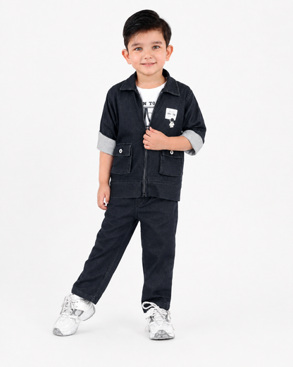 Cool Kids’ Style Upgrade: Jacket, Printed Tee & Pants Set