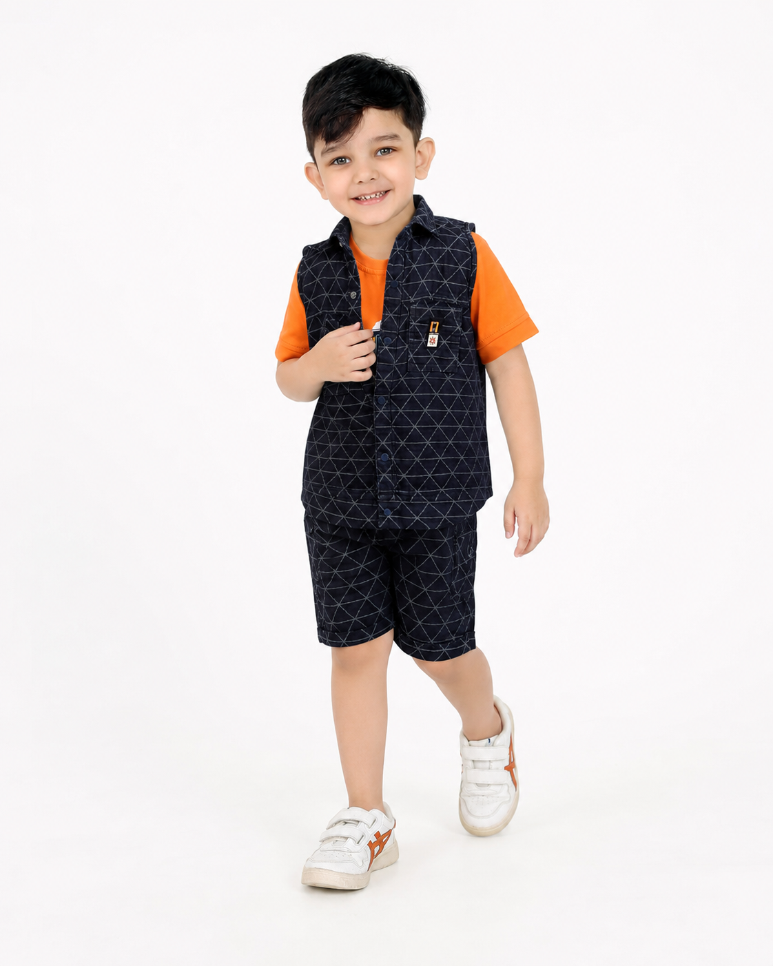 Summer Cool: Sleeveless Shirt, Fun T-Shirt, and Shorts Set!