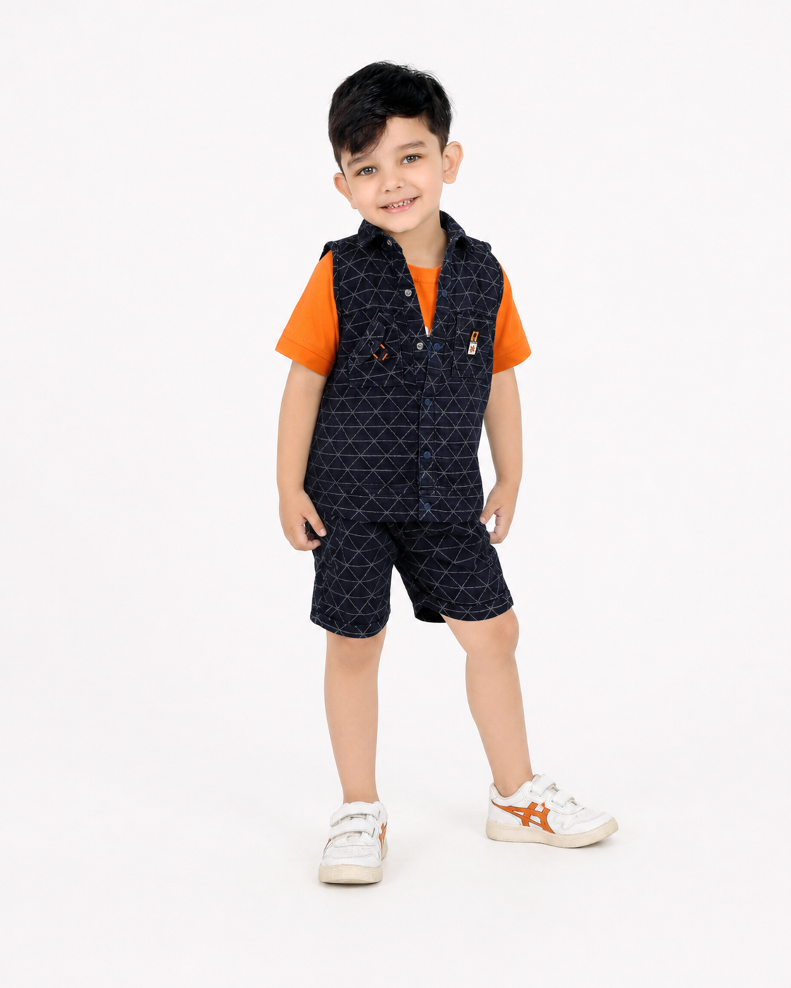 Summer Cool: Sleeveless Shirt, Fun T-Shirt, and Shorts Set!