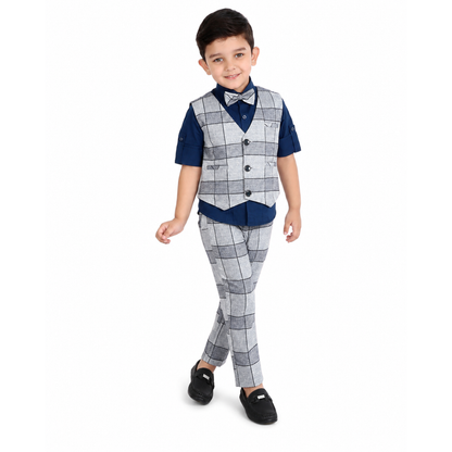Checkmate Style: Checked Waistcoat, Shirt, Pants, and Bow Tie Set!