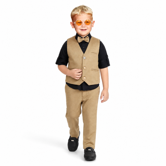 Little Gentleman: Waistcoat, Shirt, Pants, and Bow Tie Set!