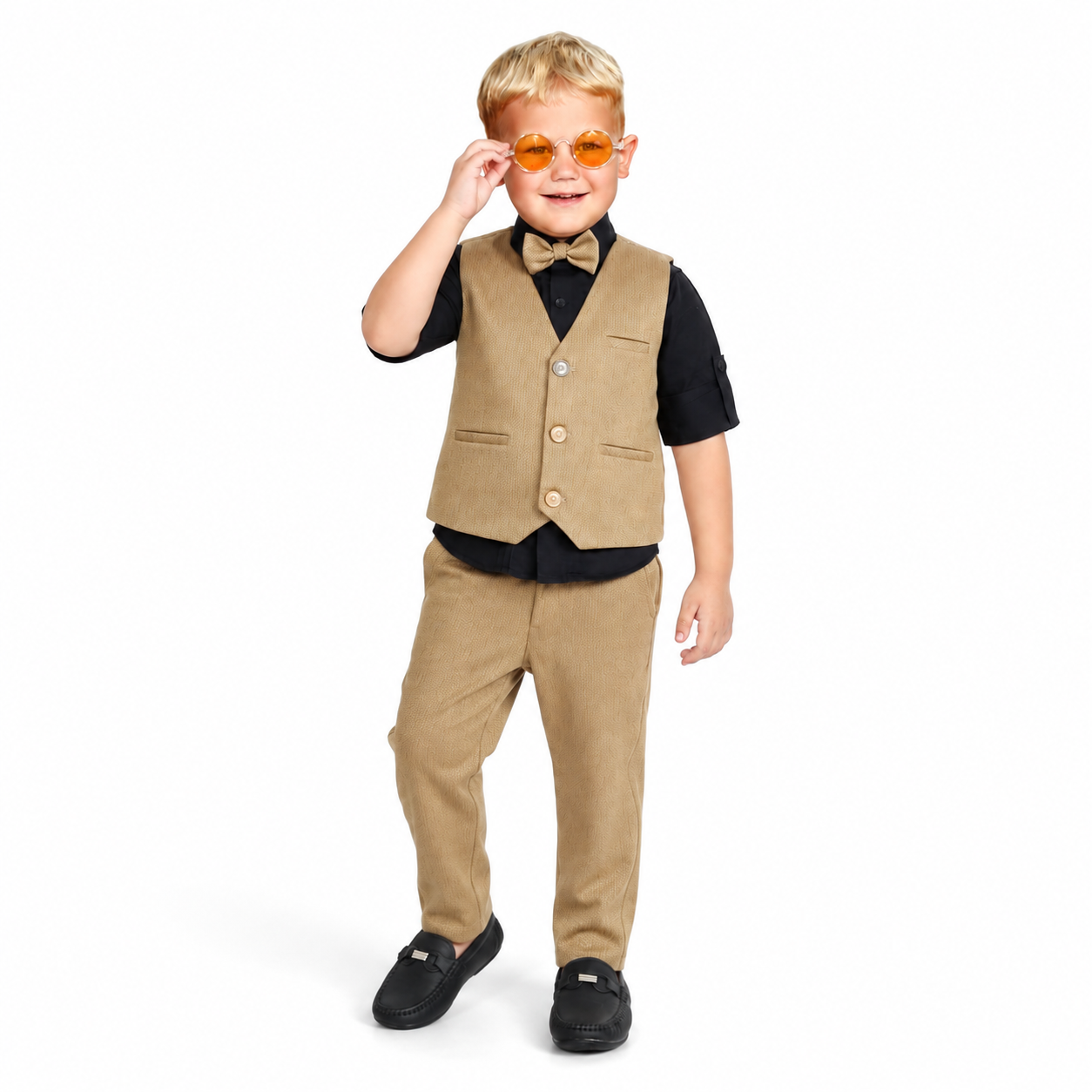 Little Gentleman: Waistcoat, Shirt, Pants, and Bow Tie Set!