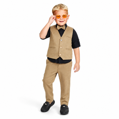 Little Gentleman: Waistcoat, Shirt, Pants, and Bow Tie Set!