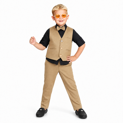 Little Gentleman: Waistcoat, Shirt, Pants, and Bow Tie Set!