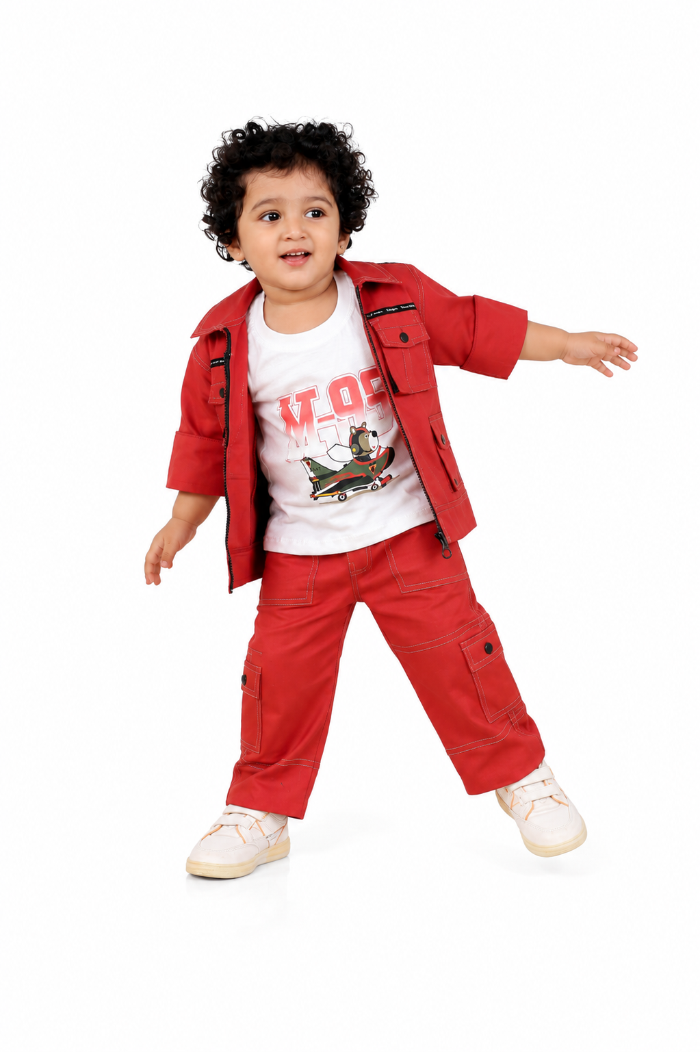 Stylish Adventures Await: Printed Tee, Jacket, and Pant Set for Boys!