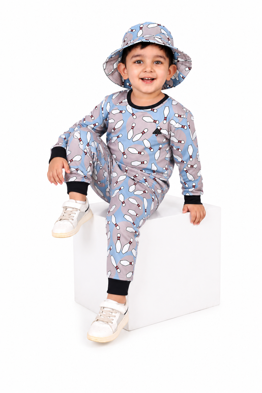 Pinball Fun! Trendy Full-Sleeves Tee, Jogger & Bucket Cap Set!