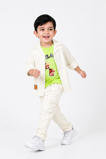 Stripe Printed Jacket, Playful Tee & Pants: Boys’ Everyday Style