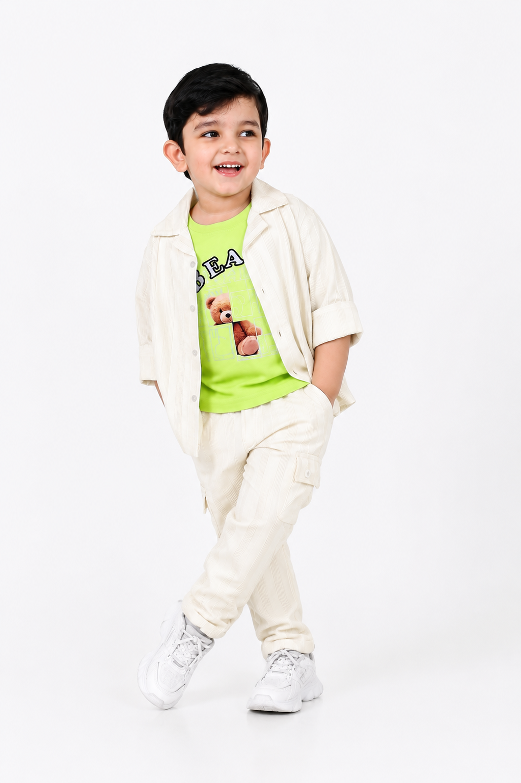 Stripe Printed Jacket, Playful Tee & Pants: Boys’ Everyday Style