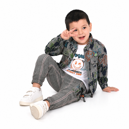 Printed Jacket, Playful Tee & Joggers: Boys’ Casual Style Upgrade