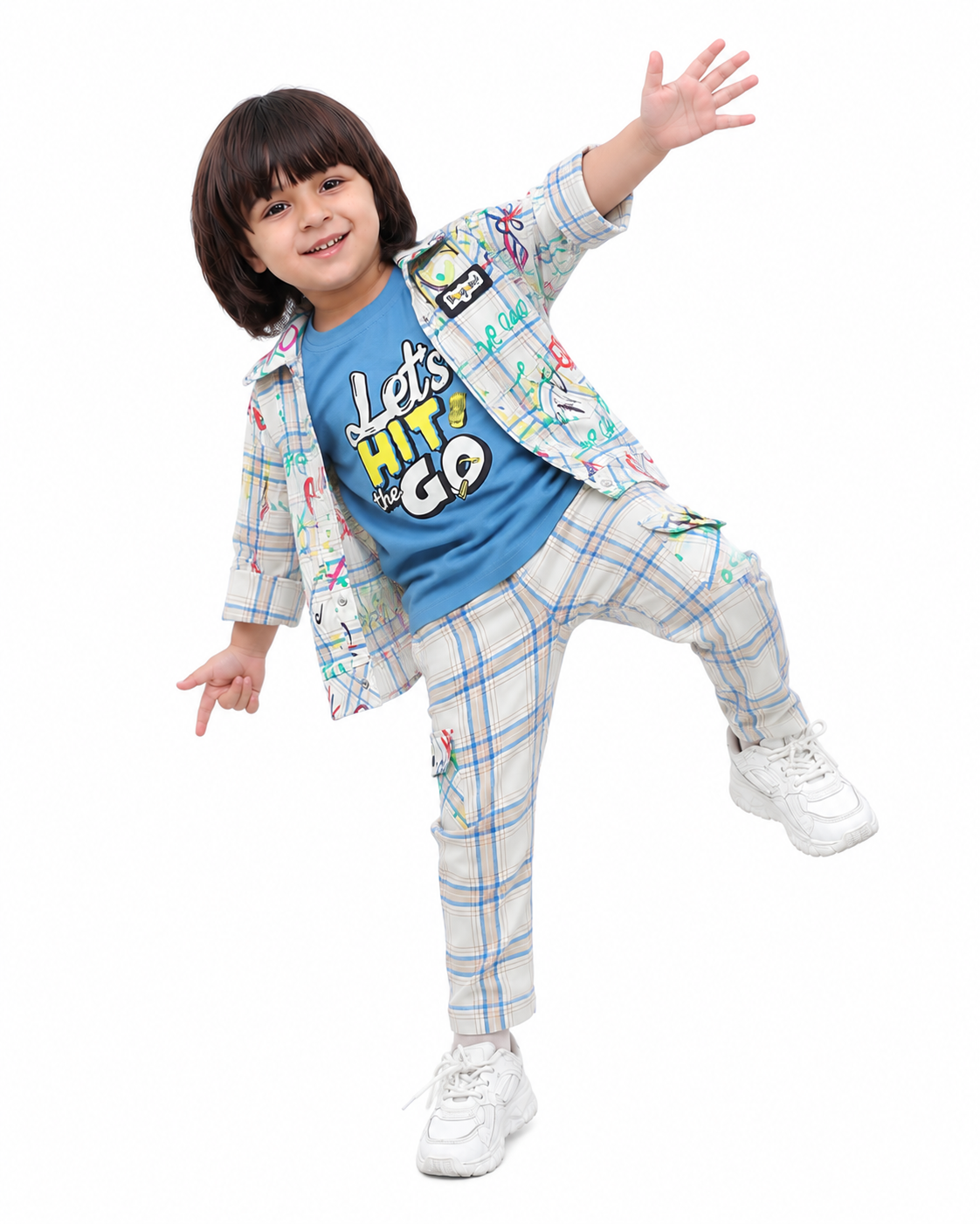 "Printed Jacket, Playful Tee & Joggers: Boys’ Casual Style Upgrade"
