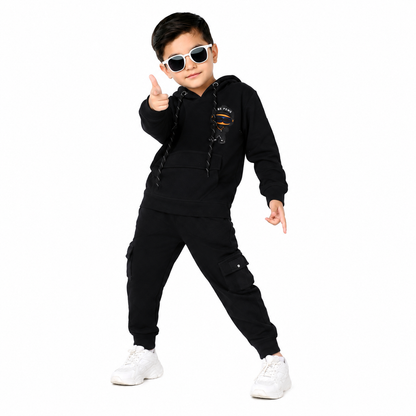 Cool Hoodie Tee with Patch & Joggers: Boys’ Party Vibes