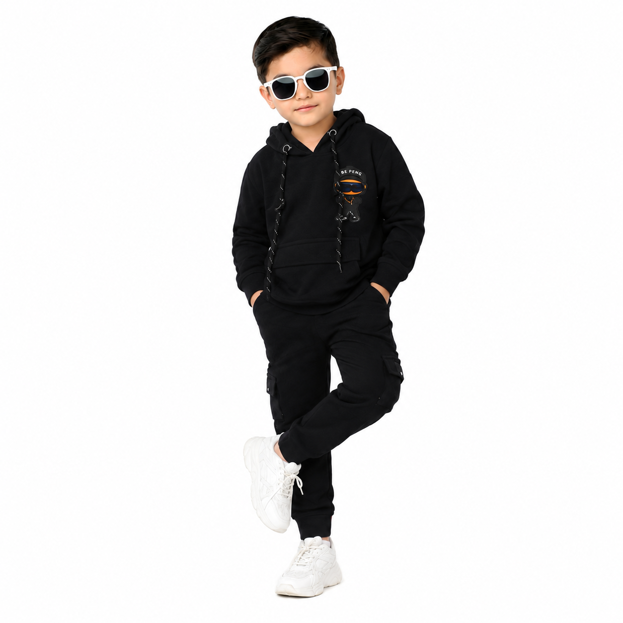 Cool Hoodie Tee with Patch & Joggers: Boys’ Party Vibes
