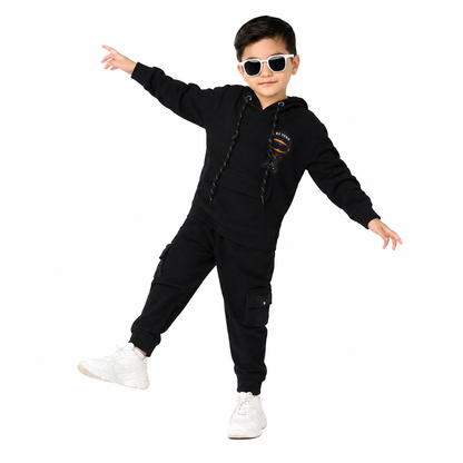 Cool Hoodie Tee with Patch & Joggers: Boys’ Party Vibes