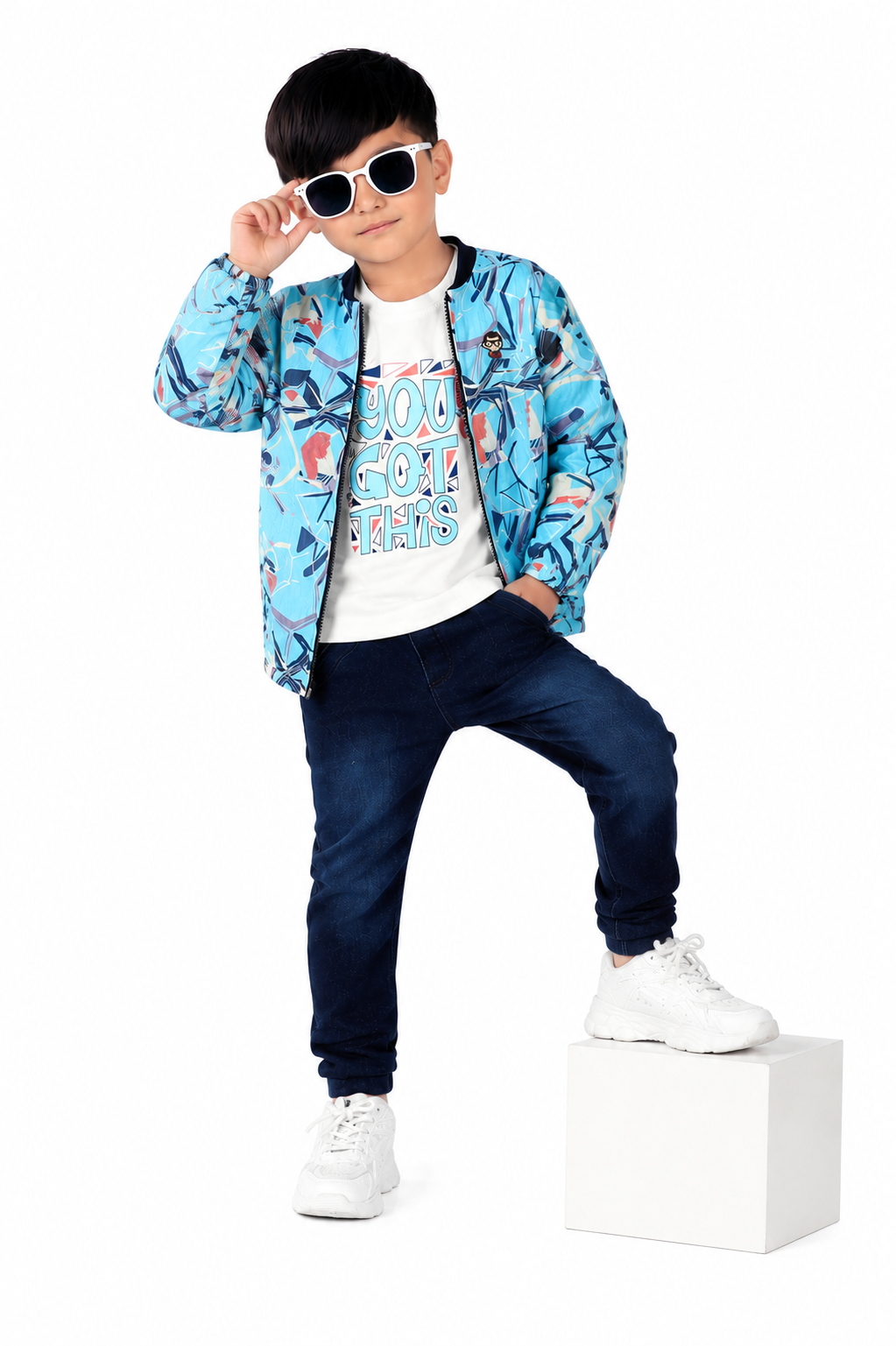 Trendy Printed Jacket, Fun Tee & Joggers: Boys’ Casual Essential