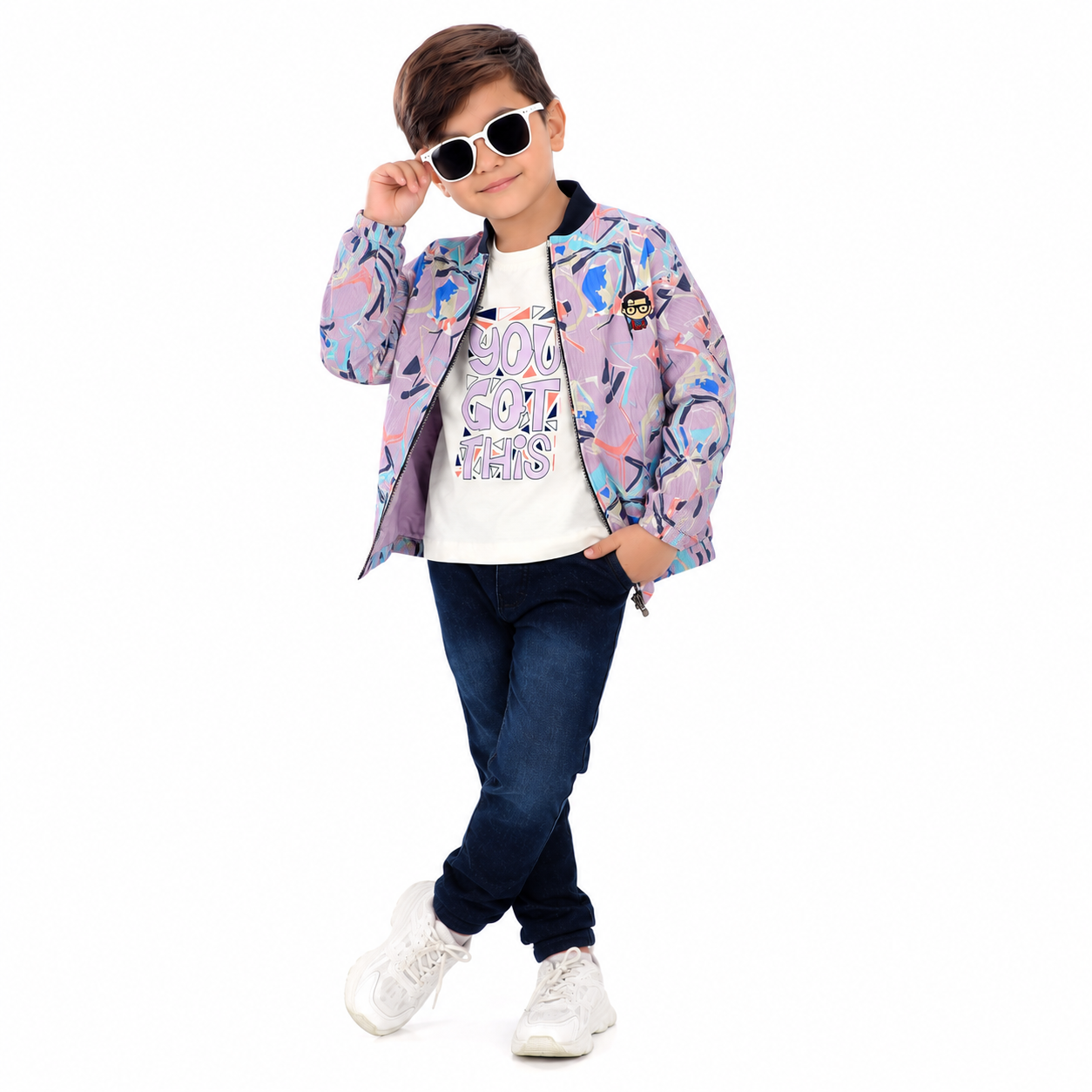 Trendy Printed Jacket, Fun Tee & Joggers: Boys’ Casual Essential