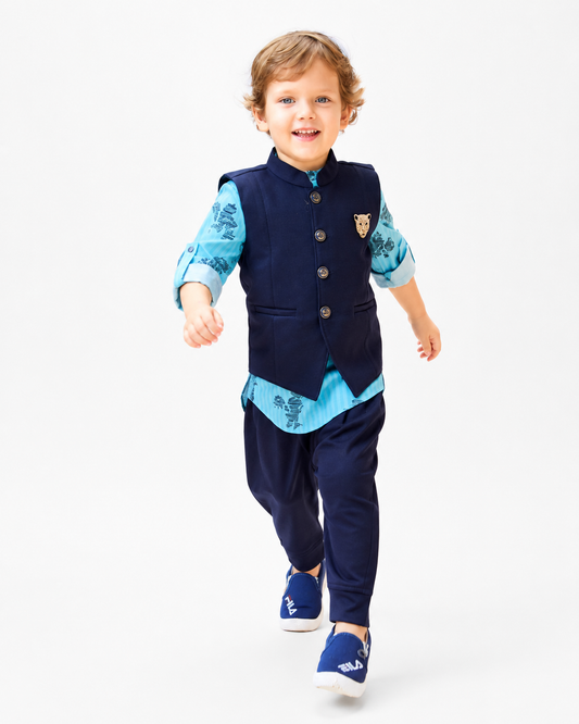 Little Royalty: Festive Fun in Our Printed Kurta Trio!