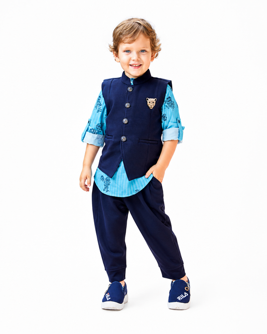 Little Royalty: Festive Fun in Our Printed Kurta Trio!