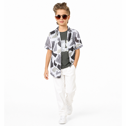 Double the Cool: Printed Shirt with Sleeveless T-Shirt Combo!