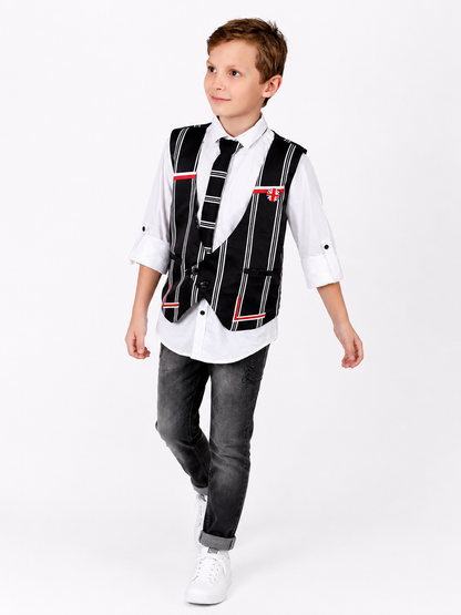 Stylish and fashionable party shirt with waistcoat and a tie