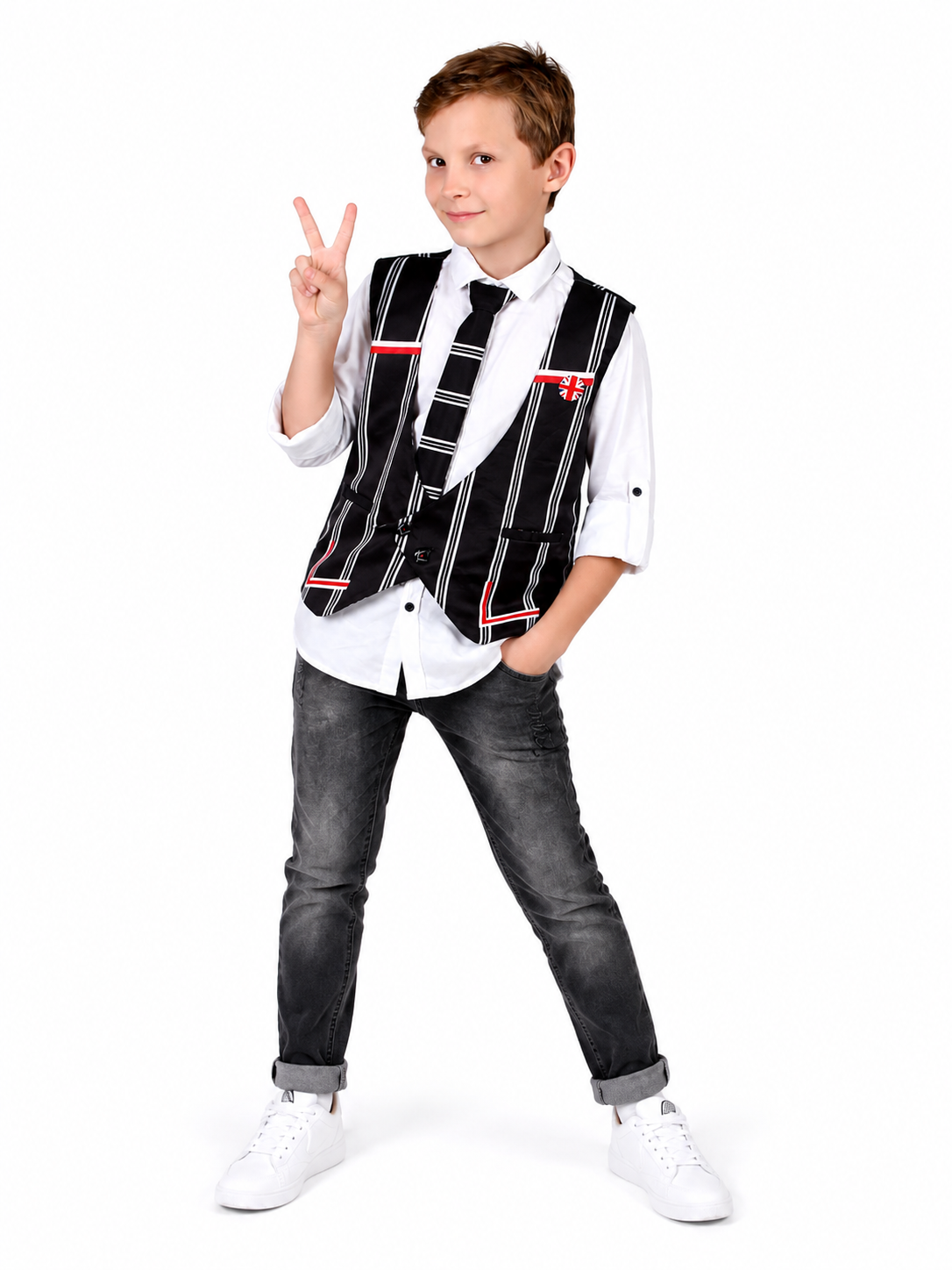 Stylish and fashionable party shirt with waistcoat and a tie